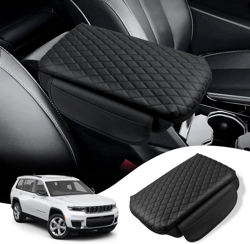 Rilsen Custom for Center Console Cover Jeep Grand Cherokee L 2021-2025 2026/Jeep Grand Cherokee WL 2022-2026 Armrest Cover Accessories Leather Armrest Seat Box Cover Protector with Pockets Storage Bag - Image 1